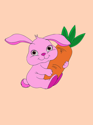 Hướng dẫn tô màu con thỏ ôm củ cà rốt đơn giản