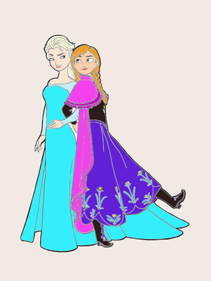 Tranh tô màu công chúa Elsa và Anna.