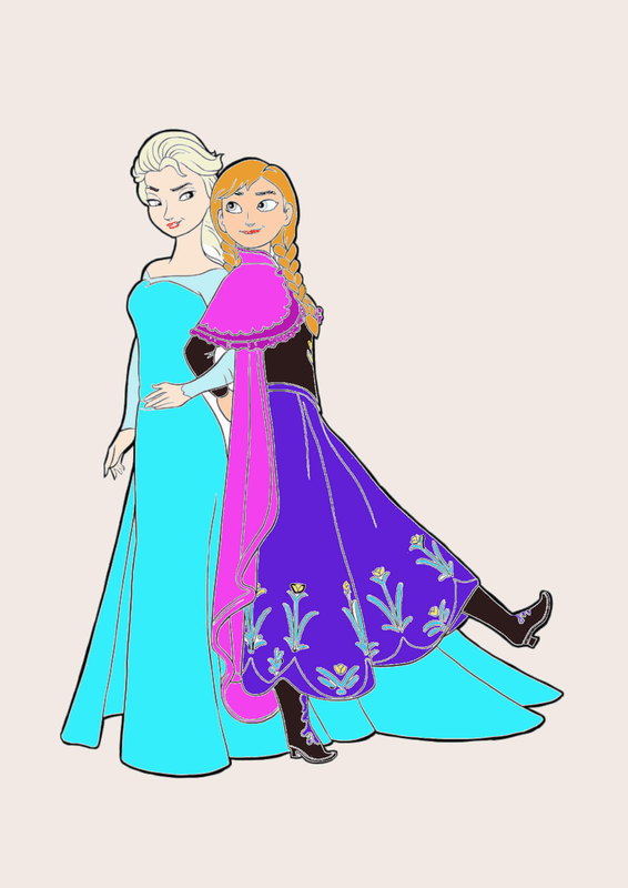 Tô phần mặt cho Elsa và Anna.