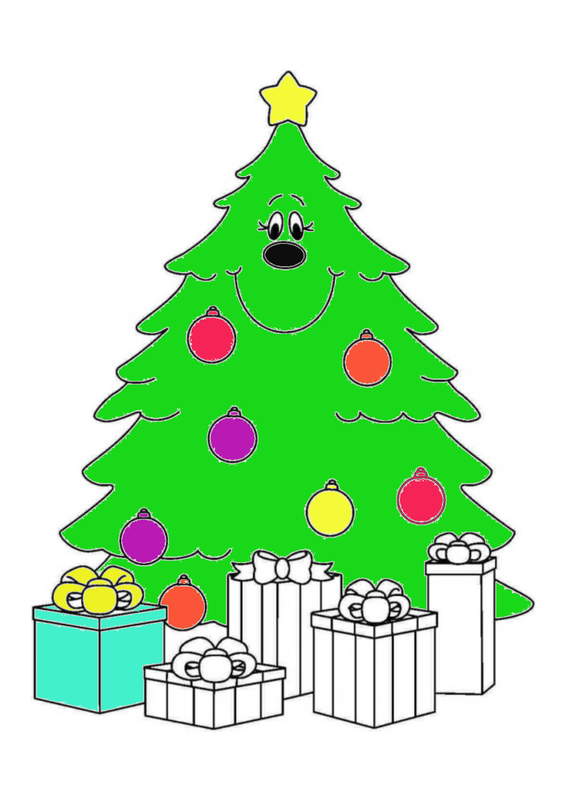 Tranh tô màu cây thông Noel và hộp quà. - betapto.com