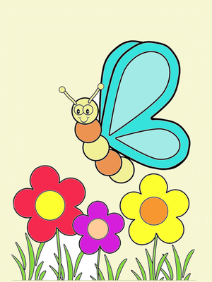 Tranh tô màu bướm và hoa