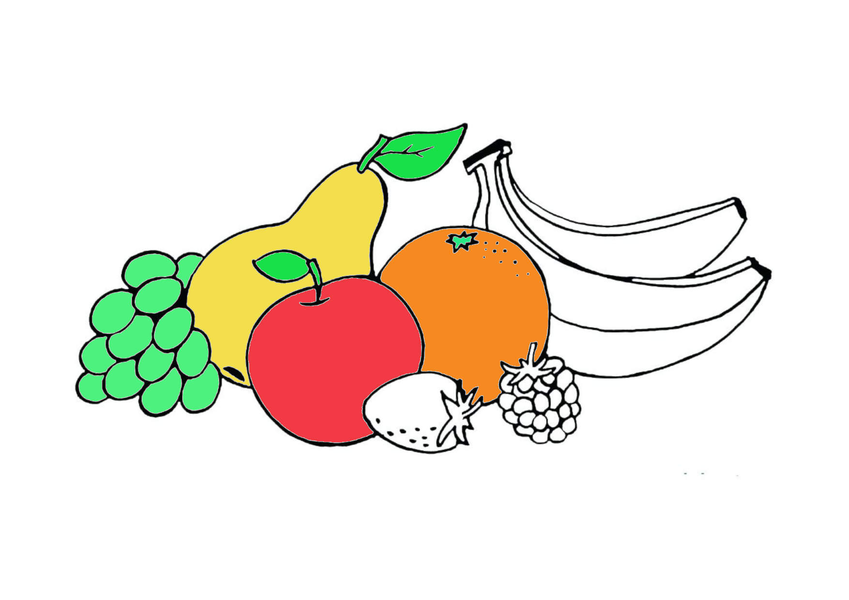 Tranh tô màu hoa quả, trái cây đẹp và đơn giản cho bé