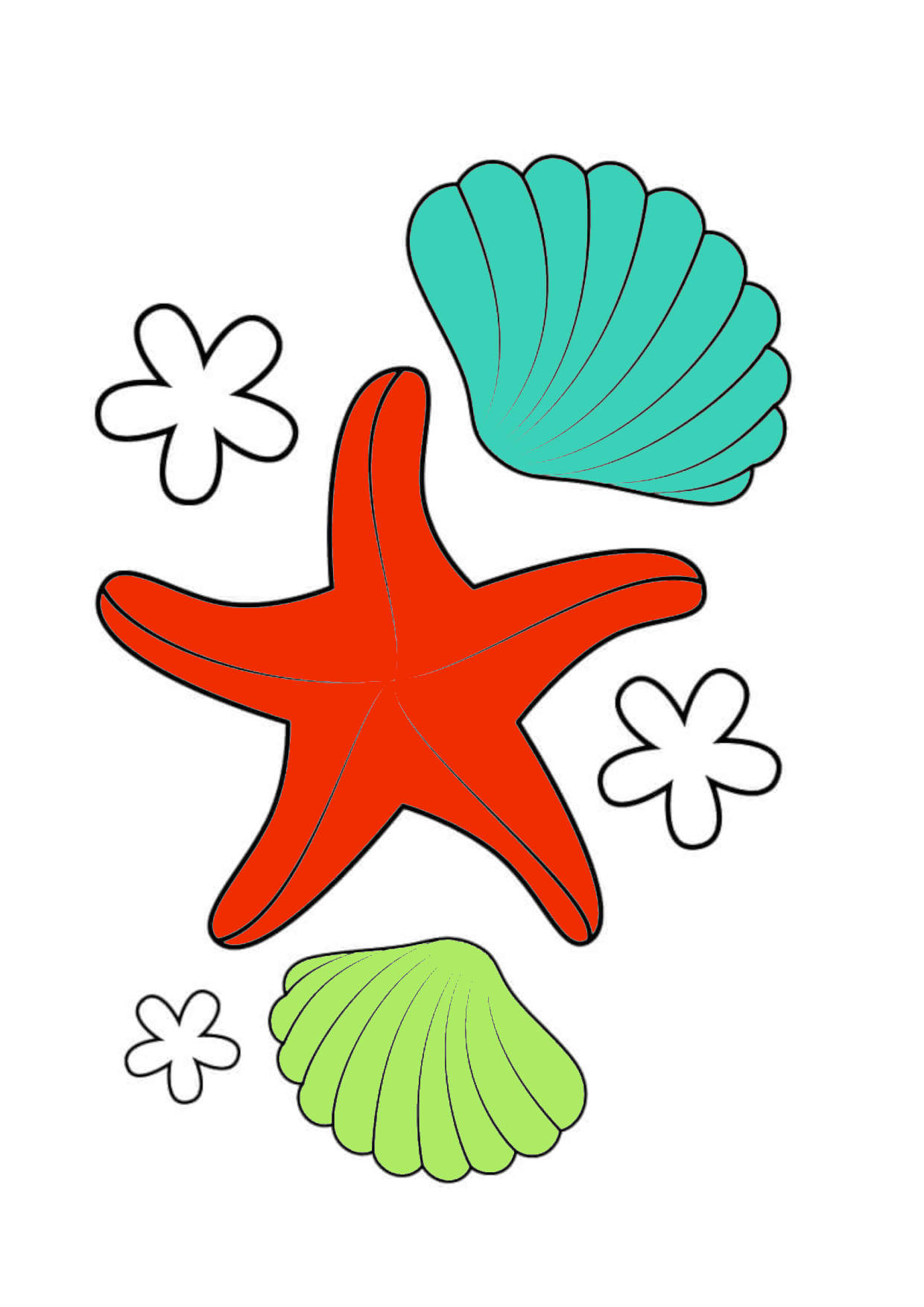 Tranh tô màu sao biển và vỏ sò - betapto.com - \