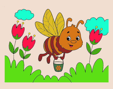 Tranh tô màu con ong đang tìm mật