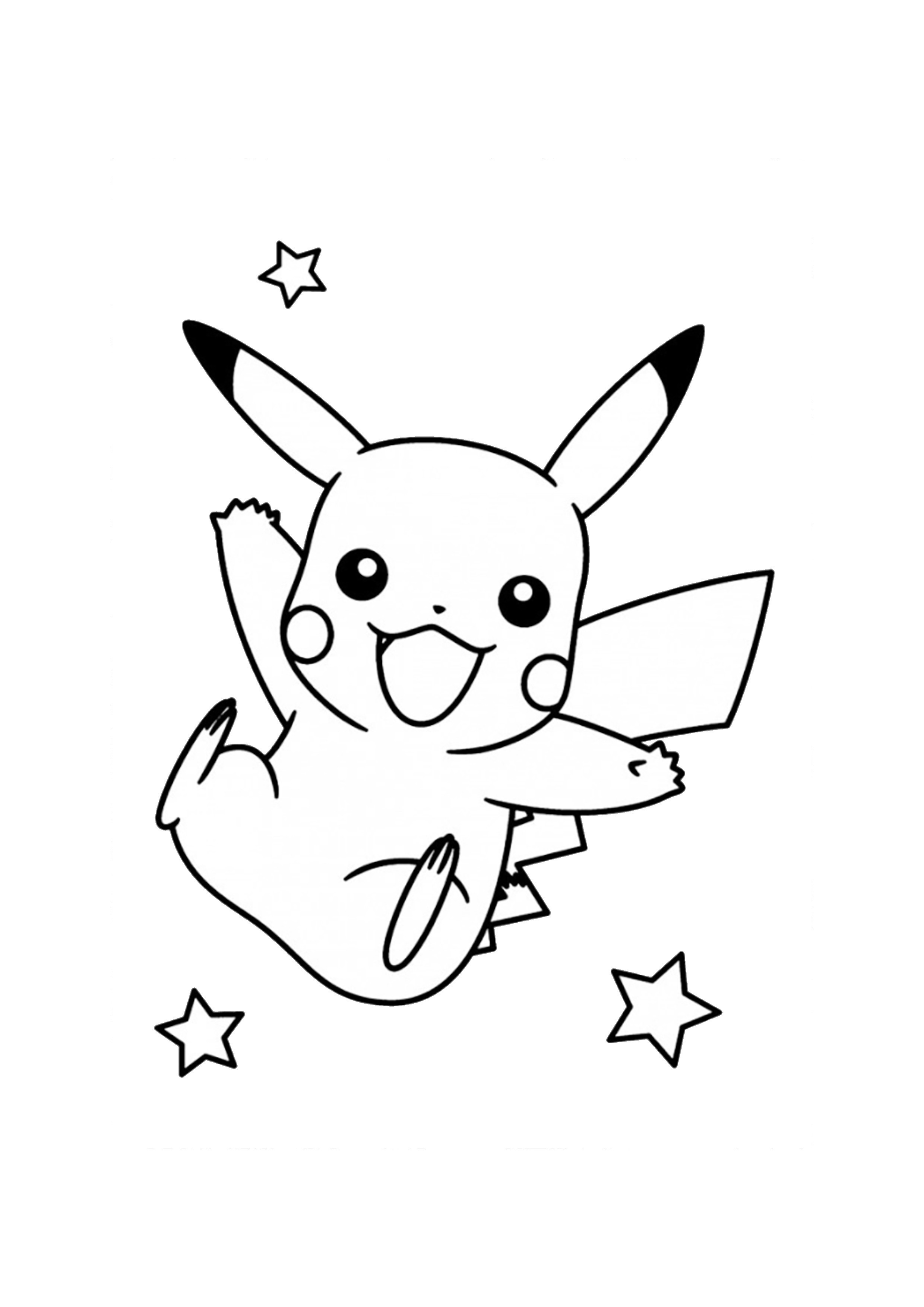 Tranh tô màu Pikachu dễ thương - Tải miễn phí