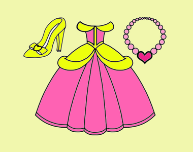 Tranh tô màu trang phục công chúa đơn giản, dễ thương