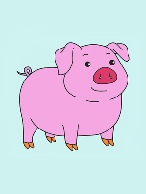 Hướng dẫn tô màu tranh con lợn dễ thương, đơn giản