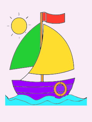 Hướng dẫn tô màu thuyền buồm đơn giản cho bé