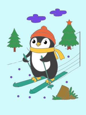Hướng dẫn tô màu tranh chim cánh cụt trượt tuyết